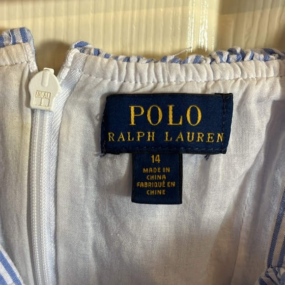 Polo Ralph Lauren Blue Striped Girls Casual Dress, 14 - Picture 3 of 3